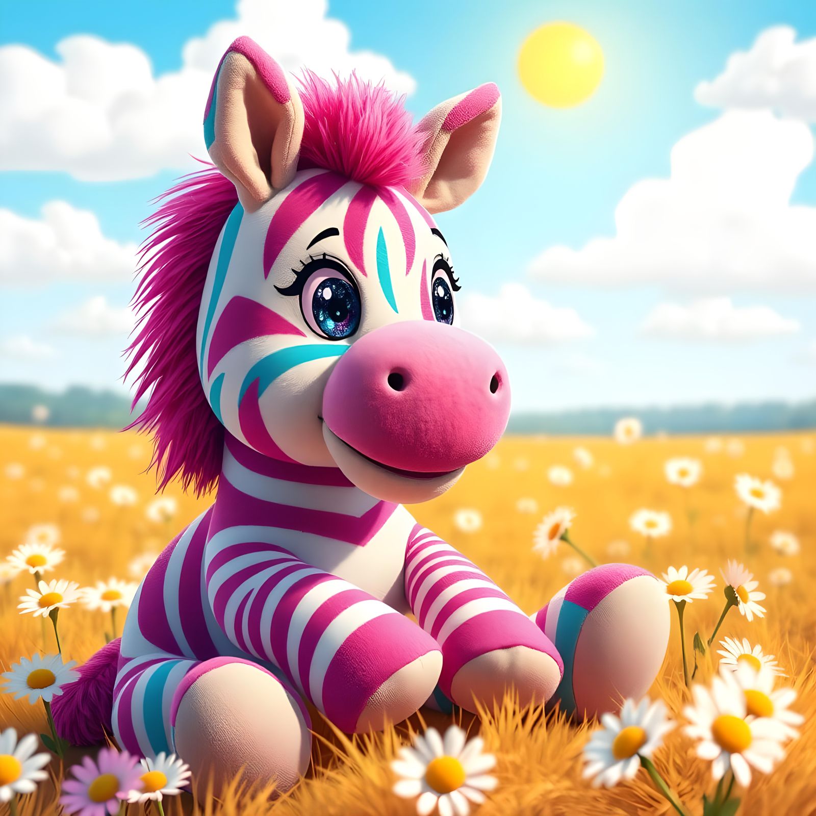 Colorful Cartoon Stuffed Zebra Toy