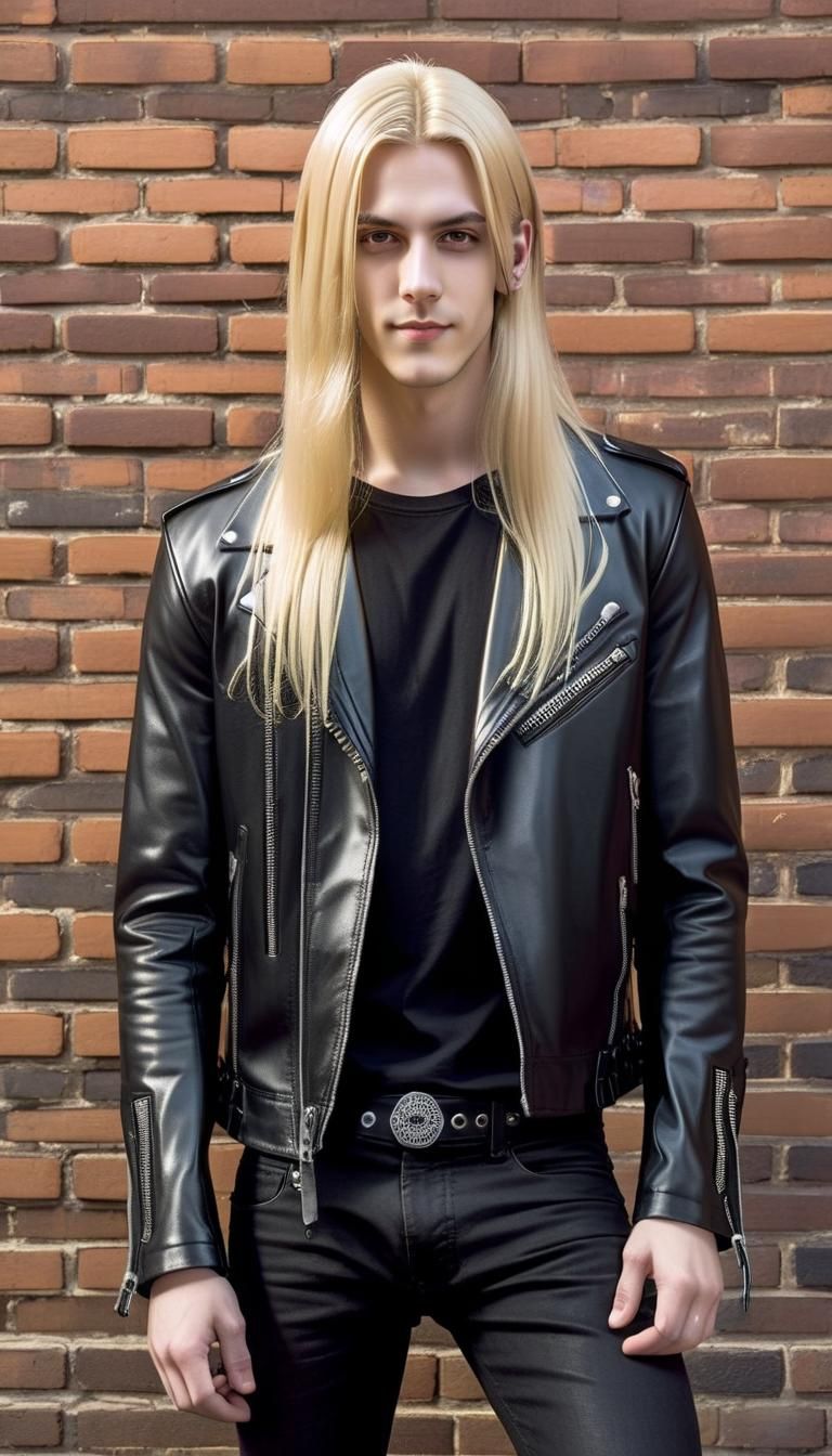 Blond hair, black outfit