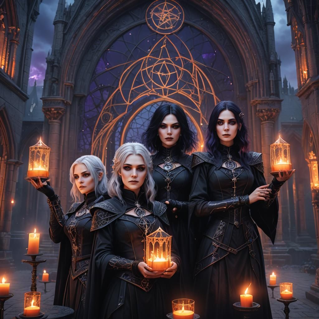 Gothic Hex Casters in Dark Fantasy Art