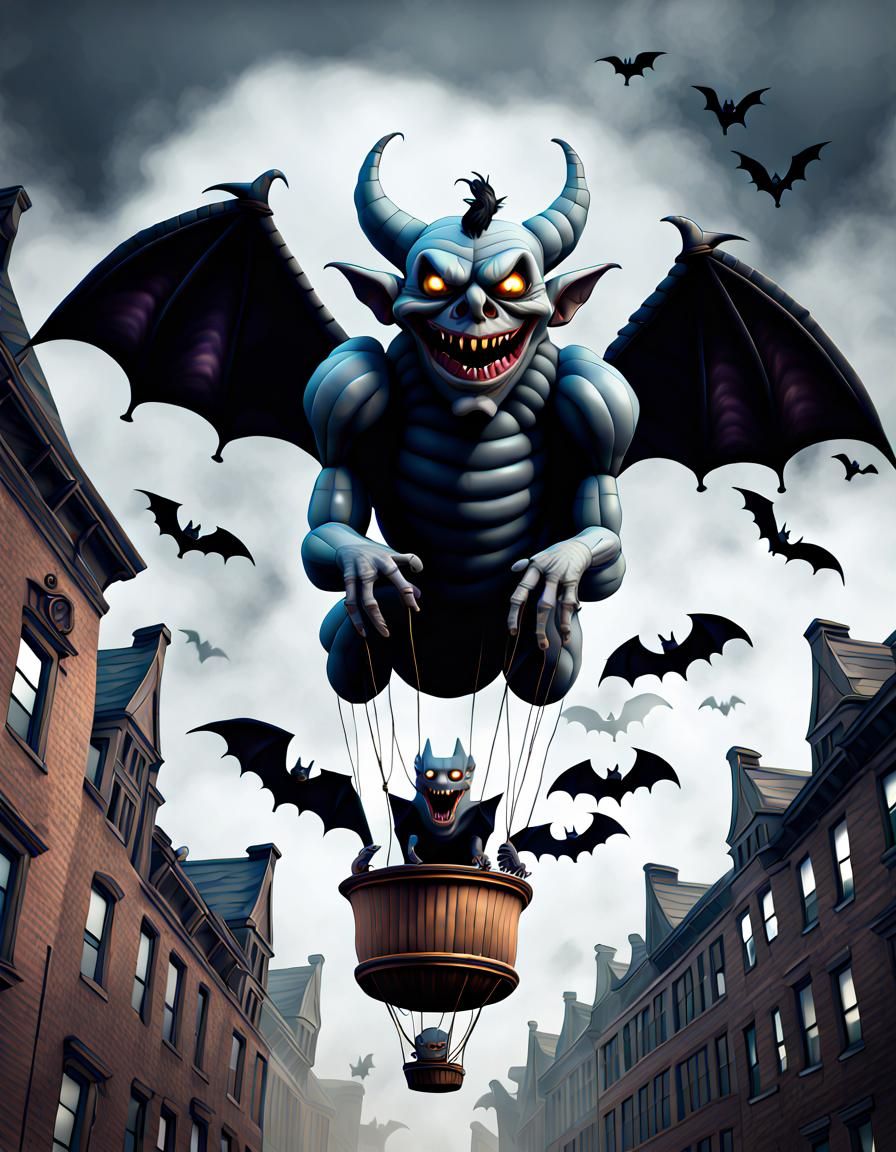 Halloween Hot Air Balloon Ride with Gargoyles