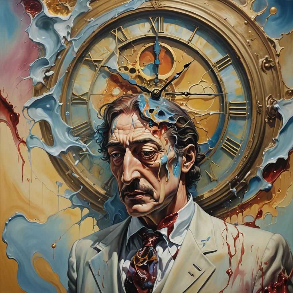 Surreal Figure Disintegrating into Aspic, Oil Painting