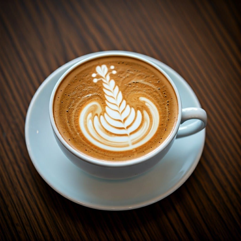 Delicate Coffee Cup in Japanese Latte Art Style