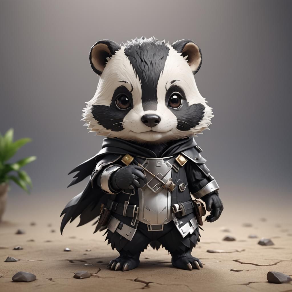 Detailed 3D Anime Art of a Chibi Badger