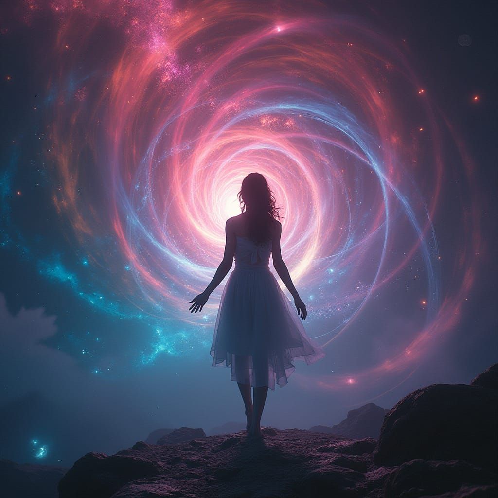 Singularity Conductor in Quantum Vortex, Neon Art