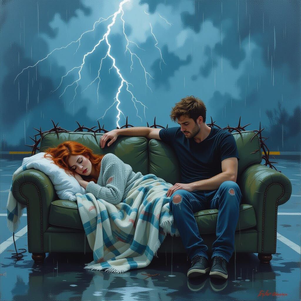 Stormy Night Rescue: An Oil Painting in Gurney Style