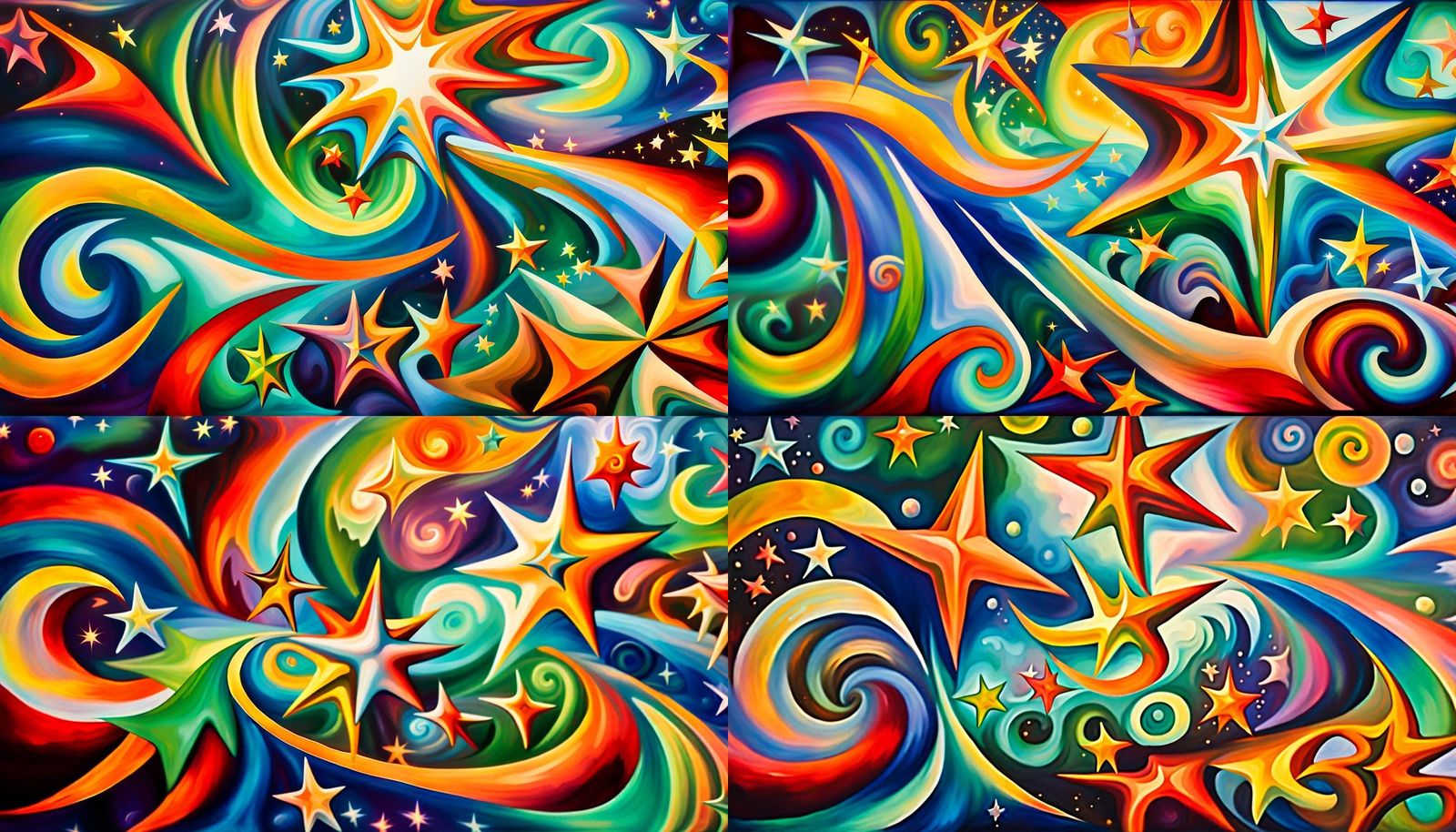 Iridescent Stars in Electromagnetic Plasma: Impasto Painting