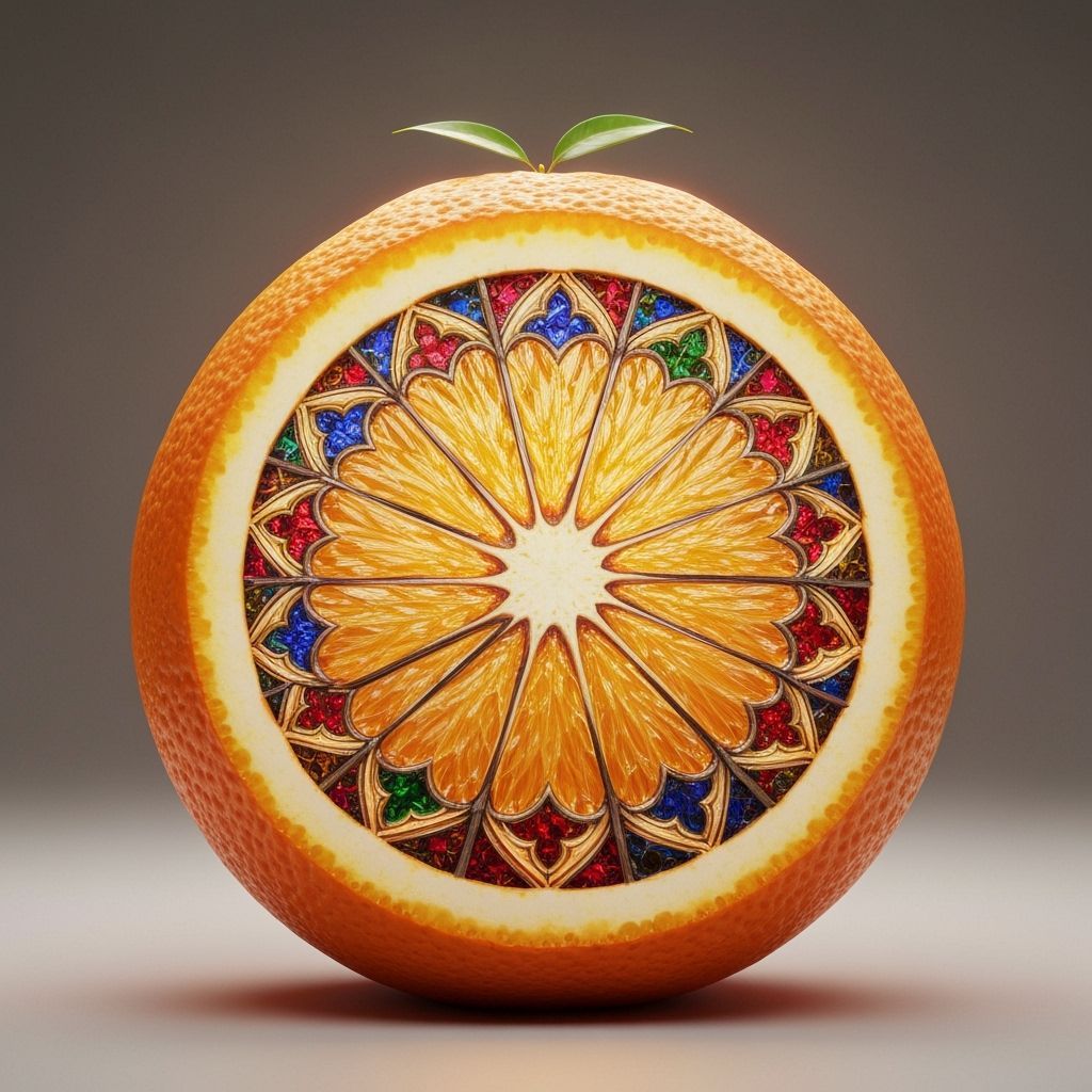 Stained Glass Orange: A Surreal Gothic Interior