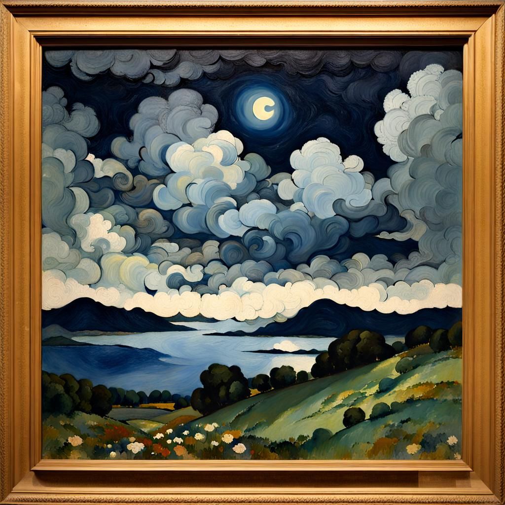Misty Night Sky Inspired by Scottish Art