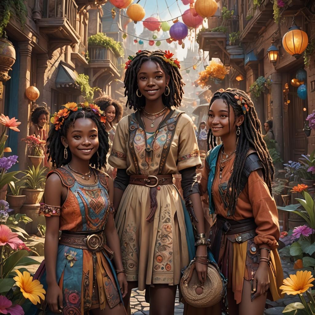 Vibrant Image of Diverse Girls Enjoying Friendship