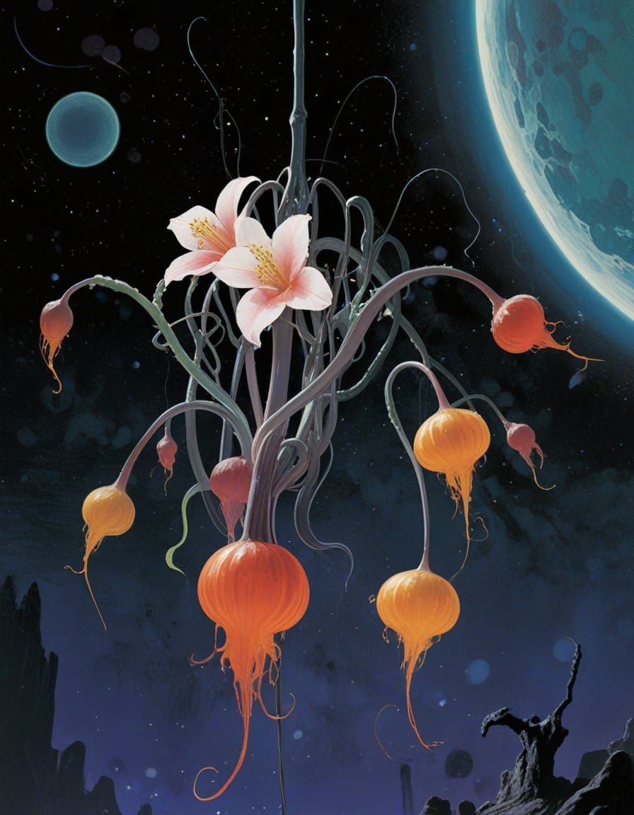 Seductive Alien Plant Blooms in Space
