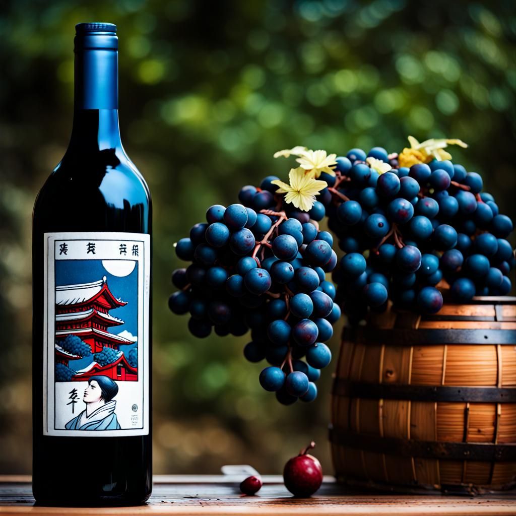 Fantasycore Woman with Blue Collar in Ukiyo-e Style