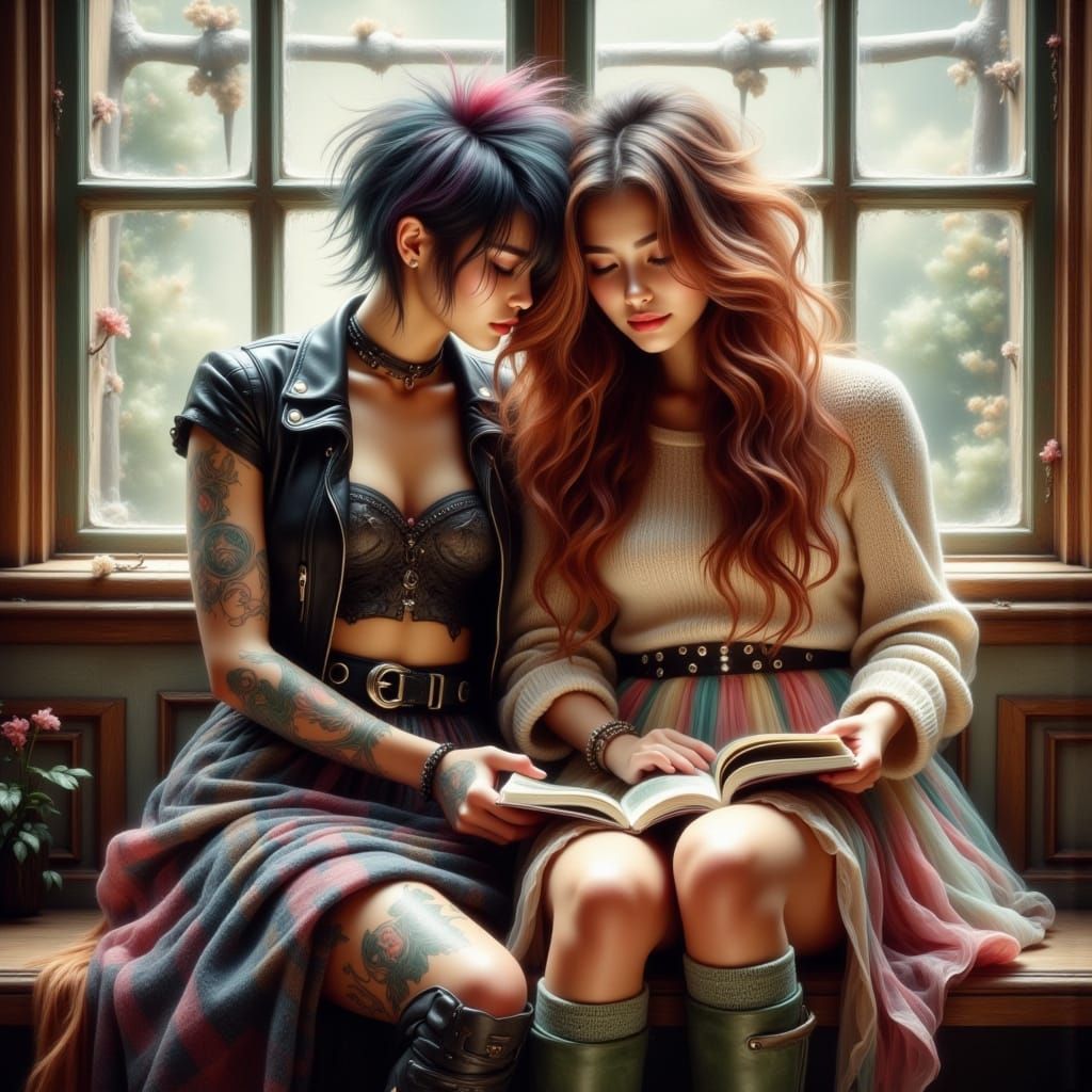 Ethereal Punk Romance with Soft Academia Touch