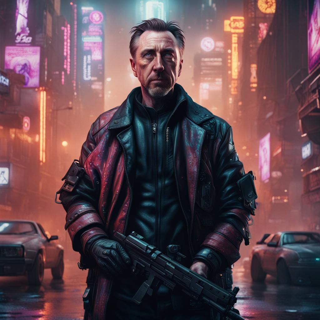 Tim Roth as Cyberpunk Character Portrait