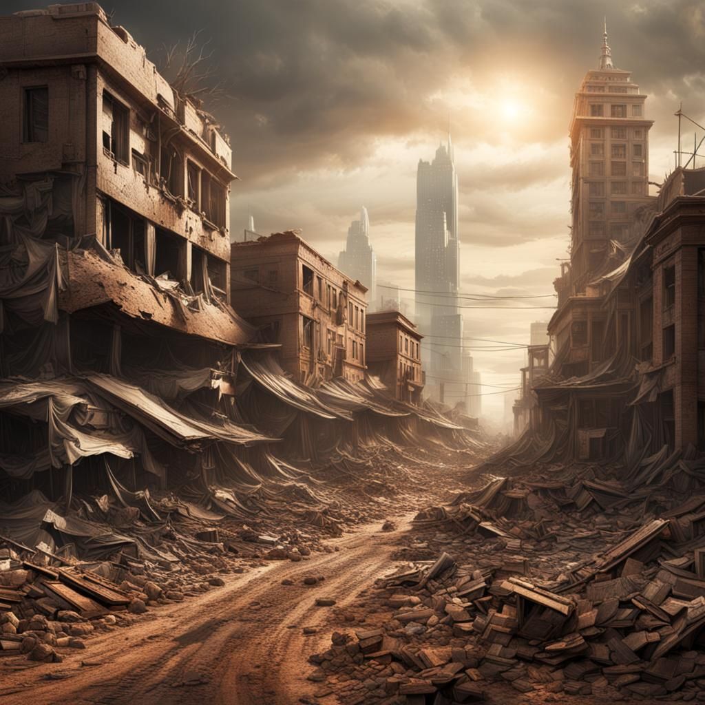 Apocalyptic Cityscape: Detailed Digital Matte Painting