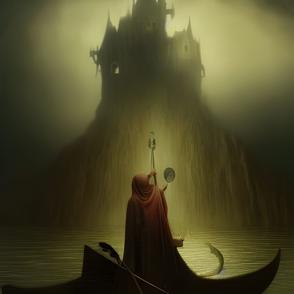 Charon the Ferryman in Dark Fantasy Style