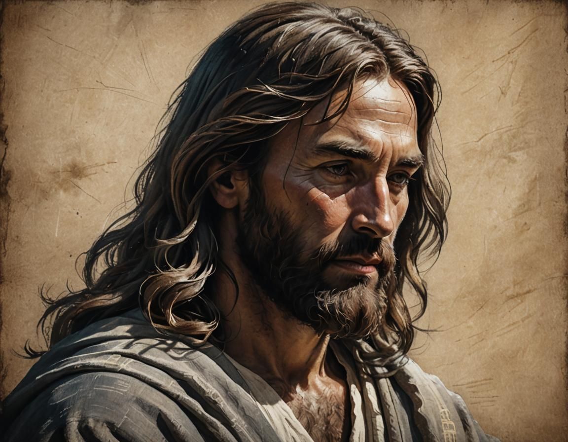 Chalk Sketch Portrait of Jesus Christ