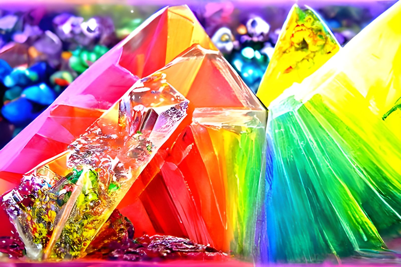 Rainbow Crystal Hybrids: Sparkling Prism Art