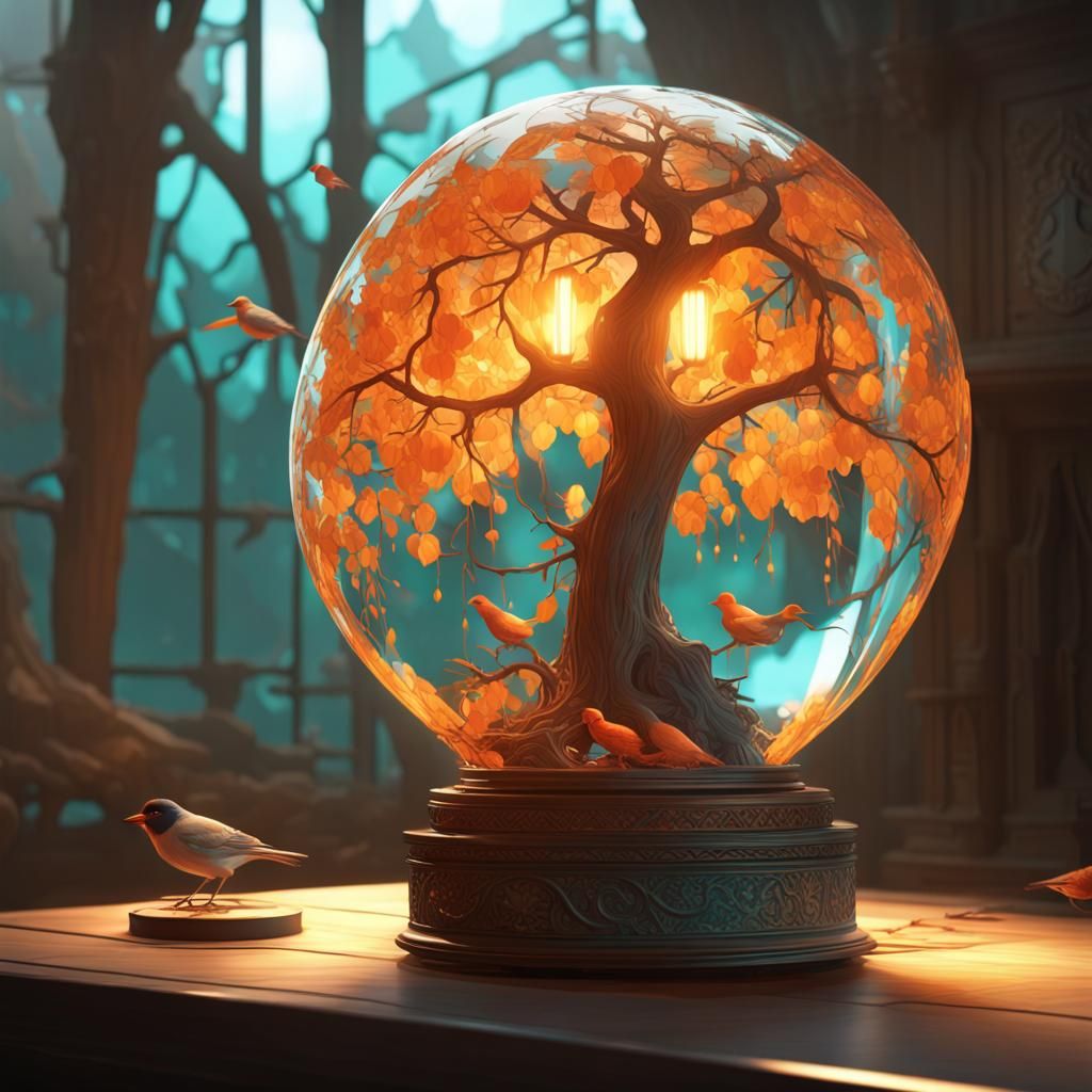 Tree Shattering Glass Lamp: Detailed Concept Art
