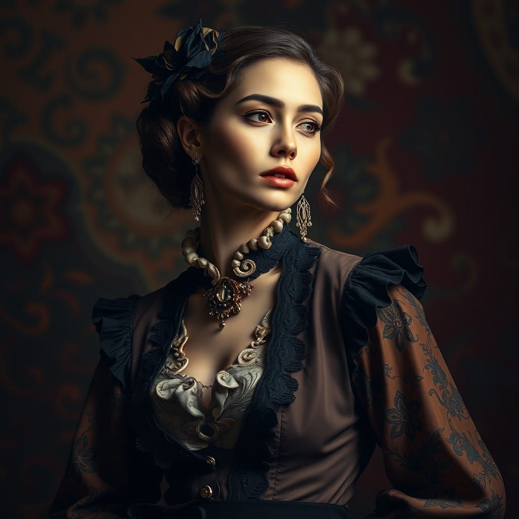 Fashion Model Portrait with Moody Lighting and Vintage Style