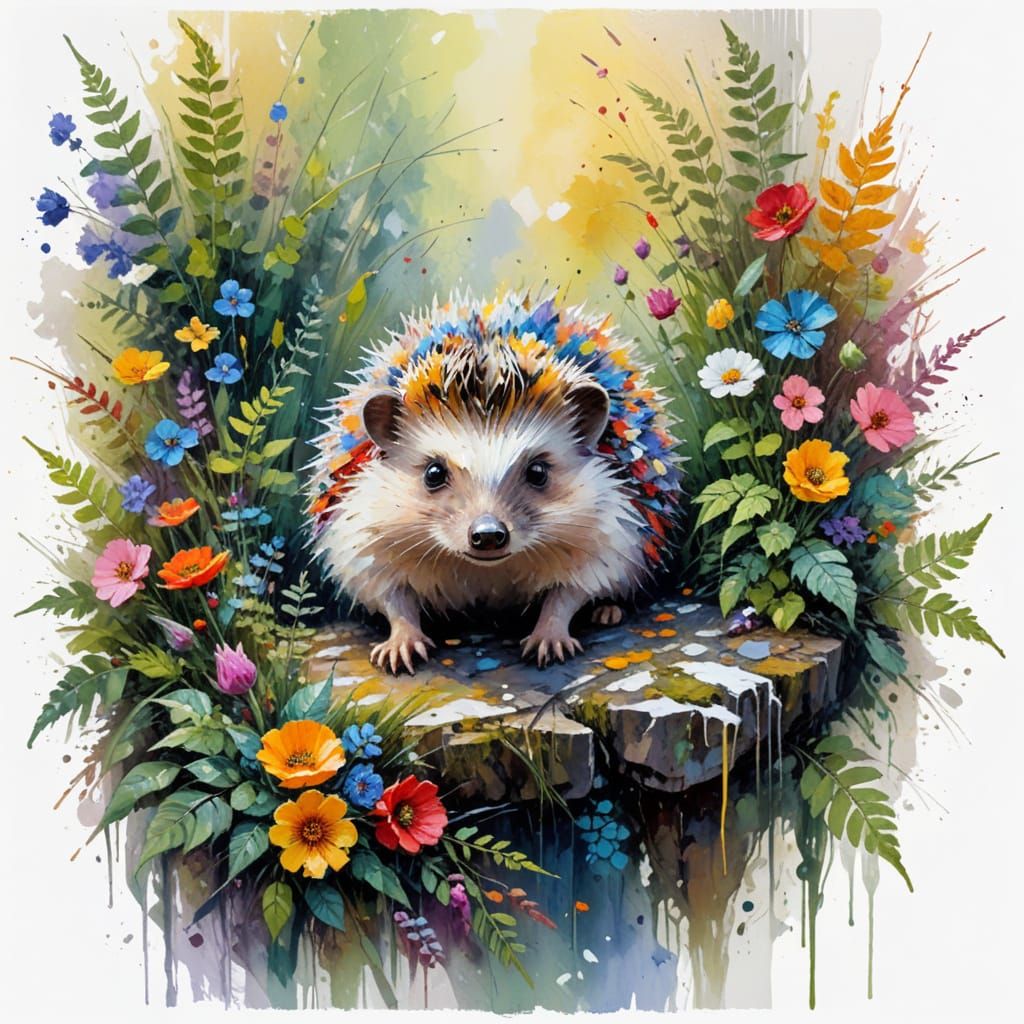 Whimsical Hedgehog in a Secret Garden