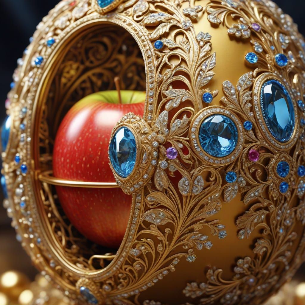 Luxurious Golden Apple in Fabergé Style
