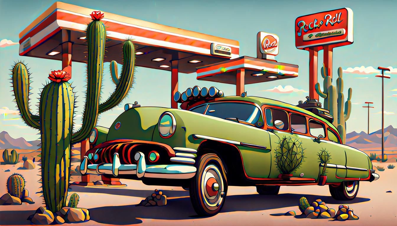 Steampunk Cactus Refuels at Rock'n'Roll Gas Station