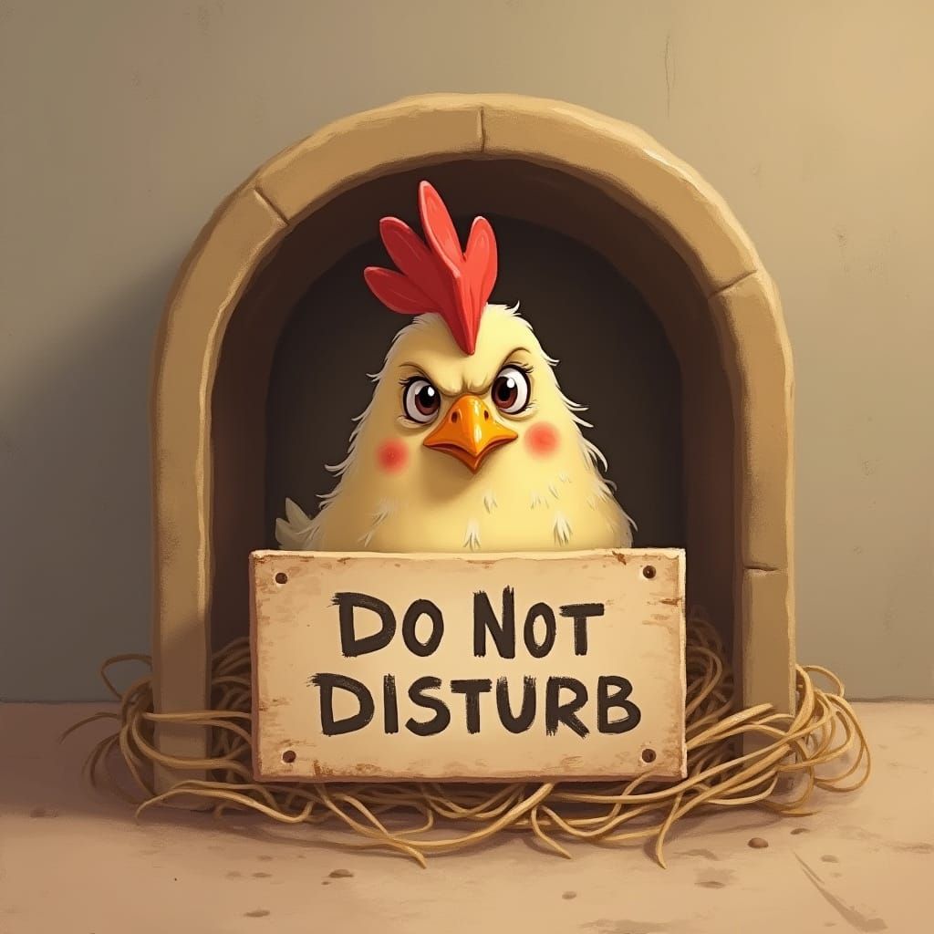 Moody Chicken Editorial in Pastel Digital Painting Style