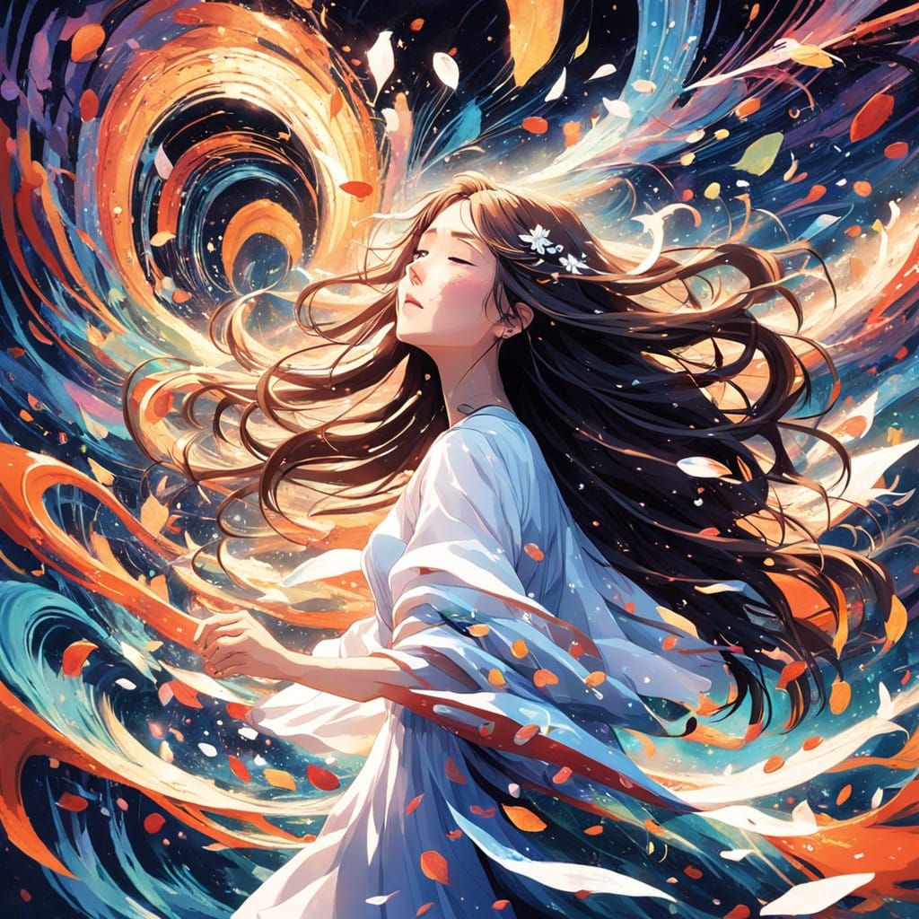 Serenely Swimming Amidst Vibrant Music Notes