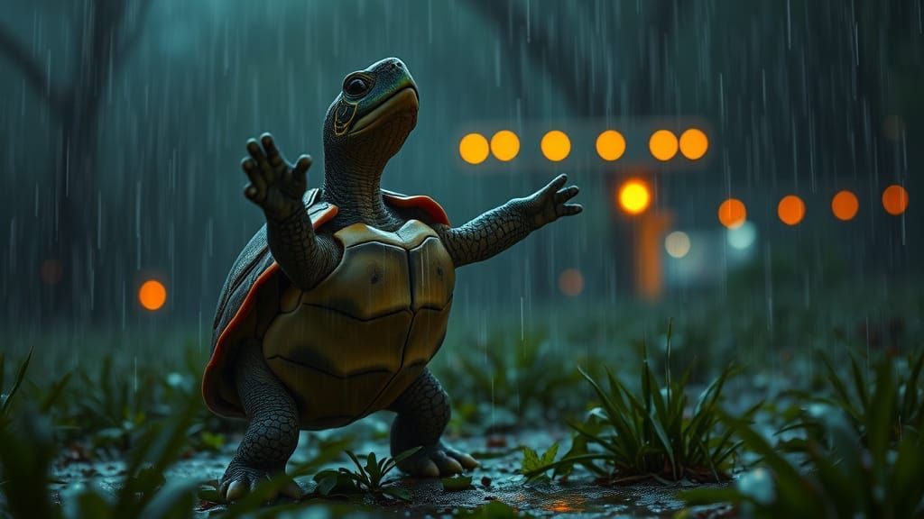 Turtle Sings in Rain, Fantasy Art