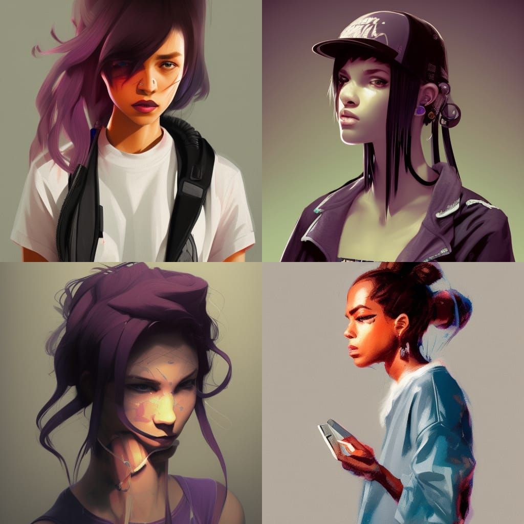 Cassette Girl Portrait in Art Nouveau Style