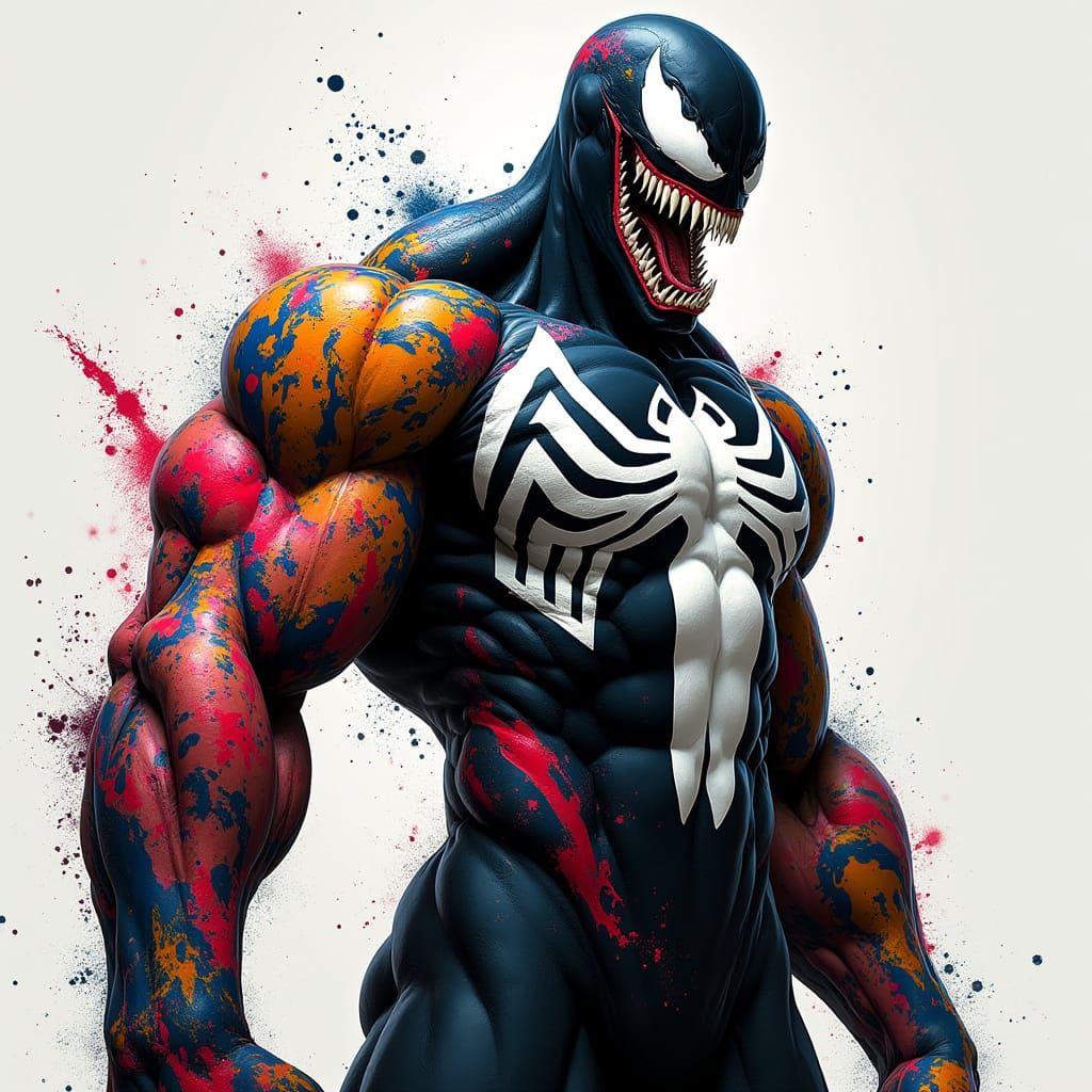 Marvel's Venom: Hyper-Realistic Abstract Tattoo Art