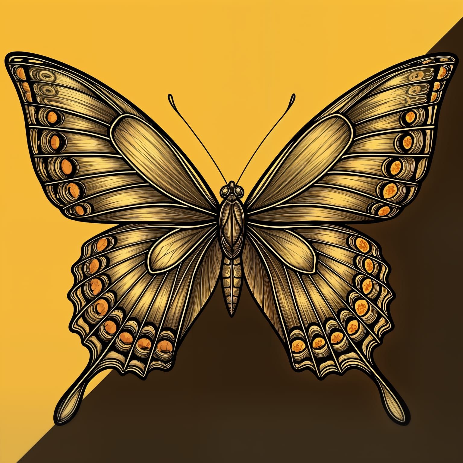 Art Nouveau Butterfly Screen Print in Digital Art