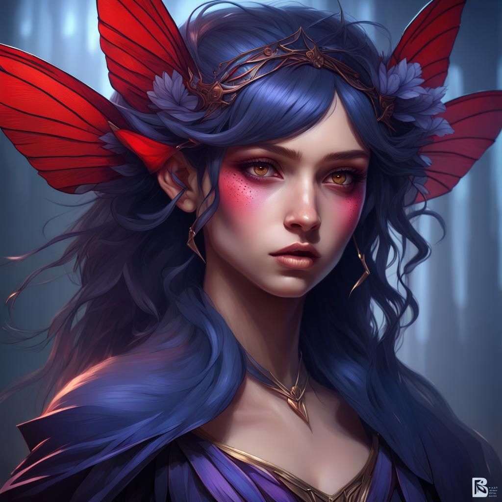 Dark Faerie Portrait in Digital Art Style