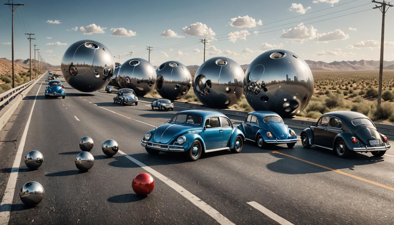 Hyper-Realistic Bowling Balls Smash Beetles on Highway