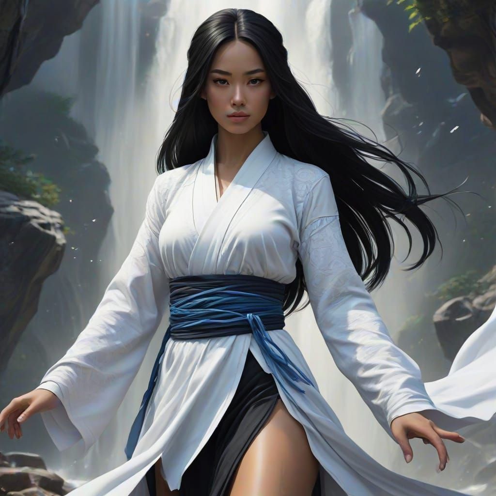 Heroic Young Nun Monk Warrior in Vibrant Anime Illustration