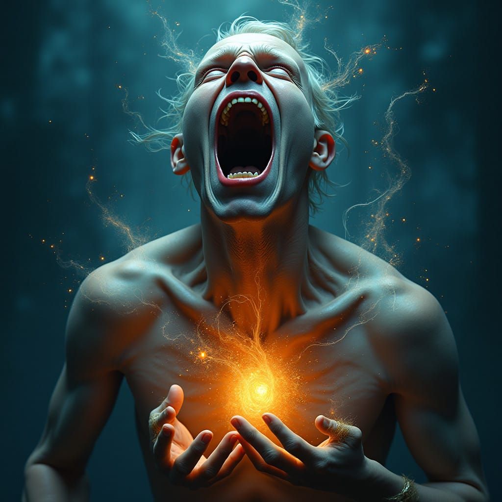 Screaming Soul Exorcism in Hyperrealistic Digital Art