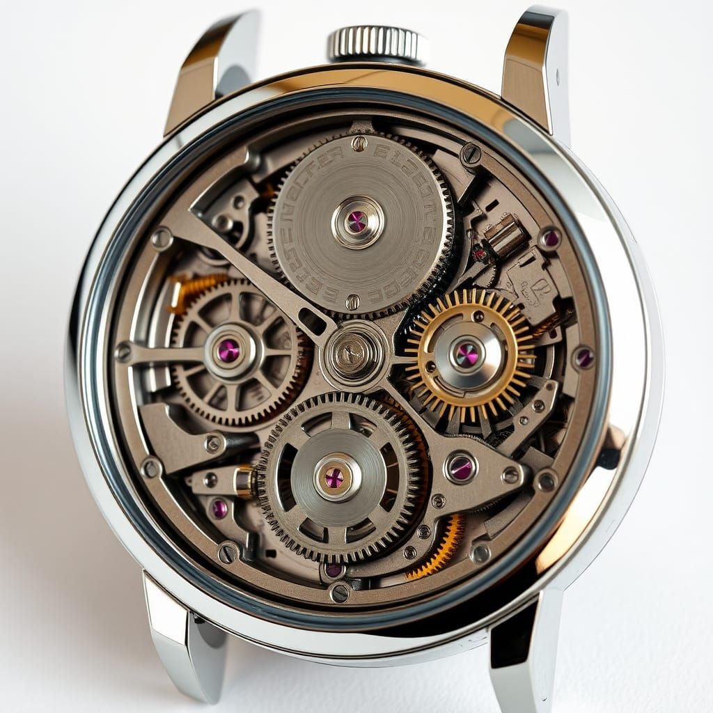 Mechanical Watch Cross-Section in Hyper-Realistic Style