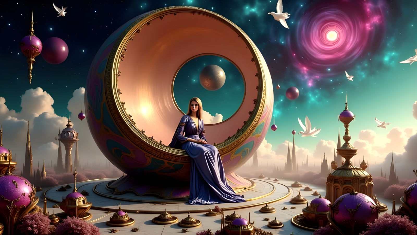 Sculptor in Dreamlike Studio: Surreal Collage Art