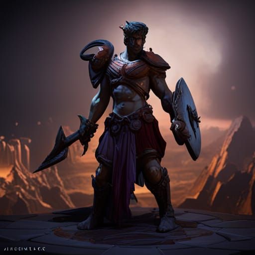 Perseus in Dark Fantasy Style