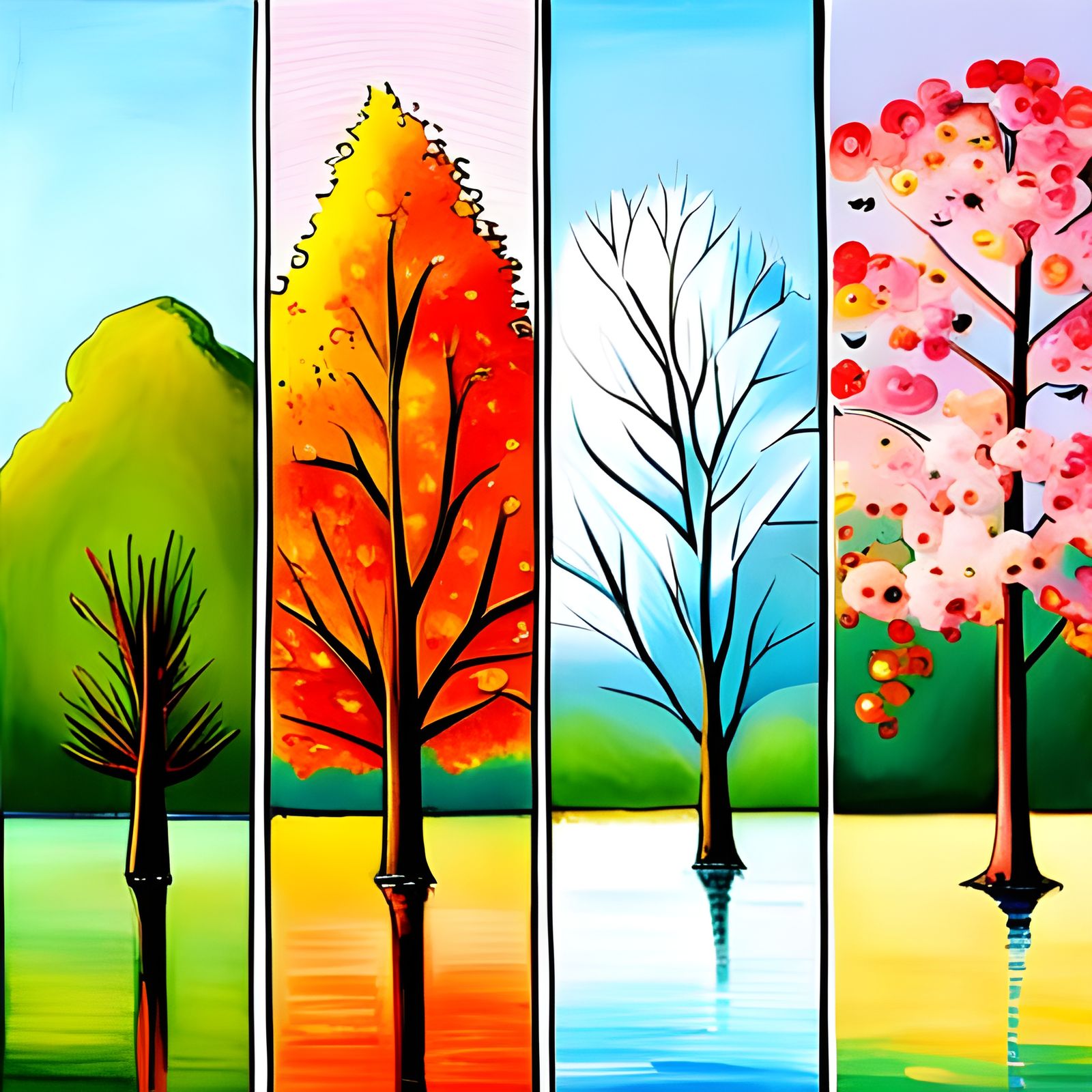 Four Trees Representing the Four Seasons