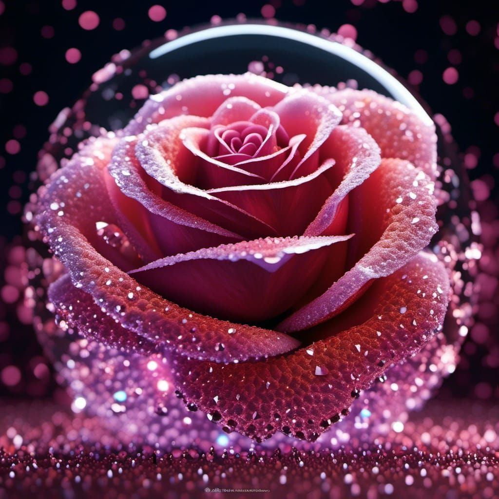 Crystalline Rose: Hyperrealistic Glowing Crystal Flower