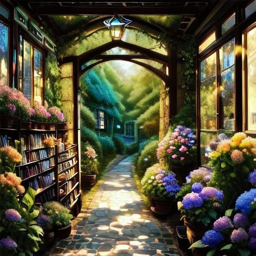 Quaint Bookshop in European Town in 8k