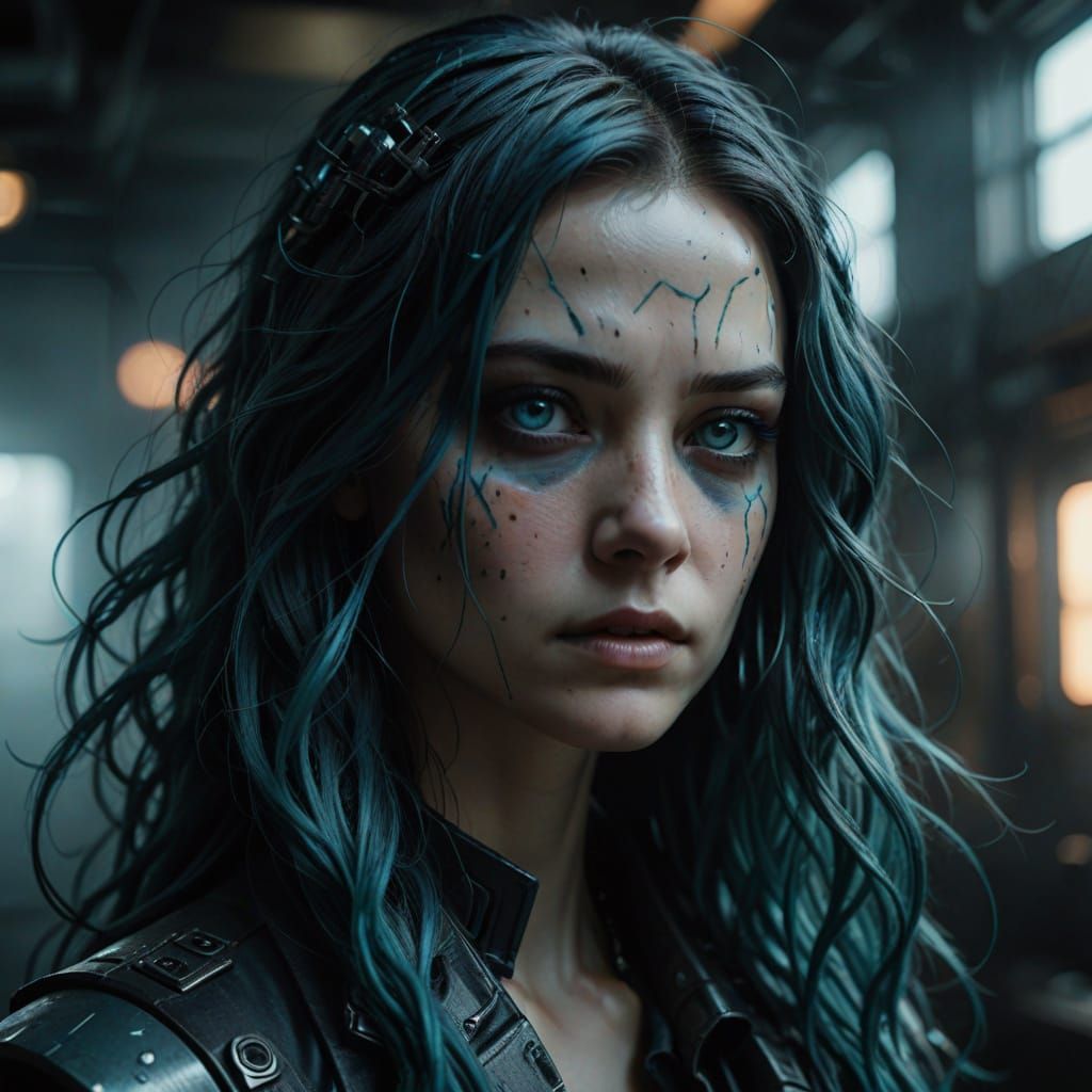 Cyberpunk Android Goddess in Hyperrealistic Digital Art