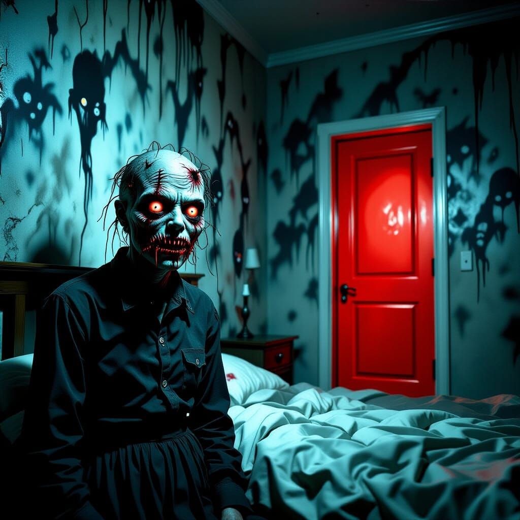 Nightmarish Sleep Paralysis Demon in Silent Hill Style