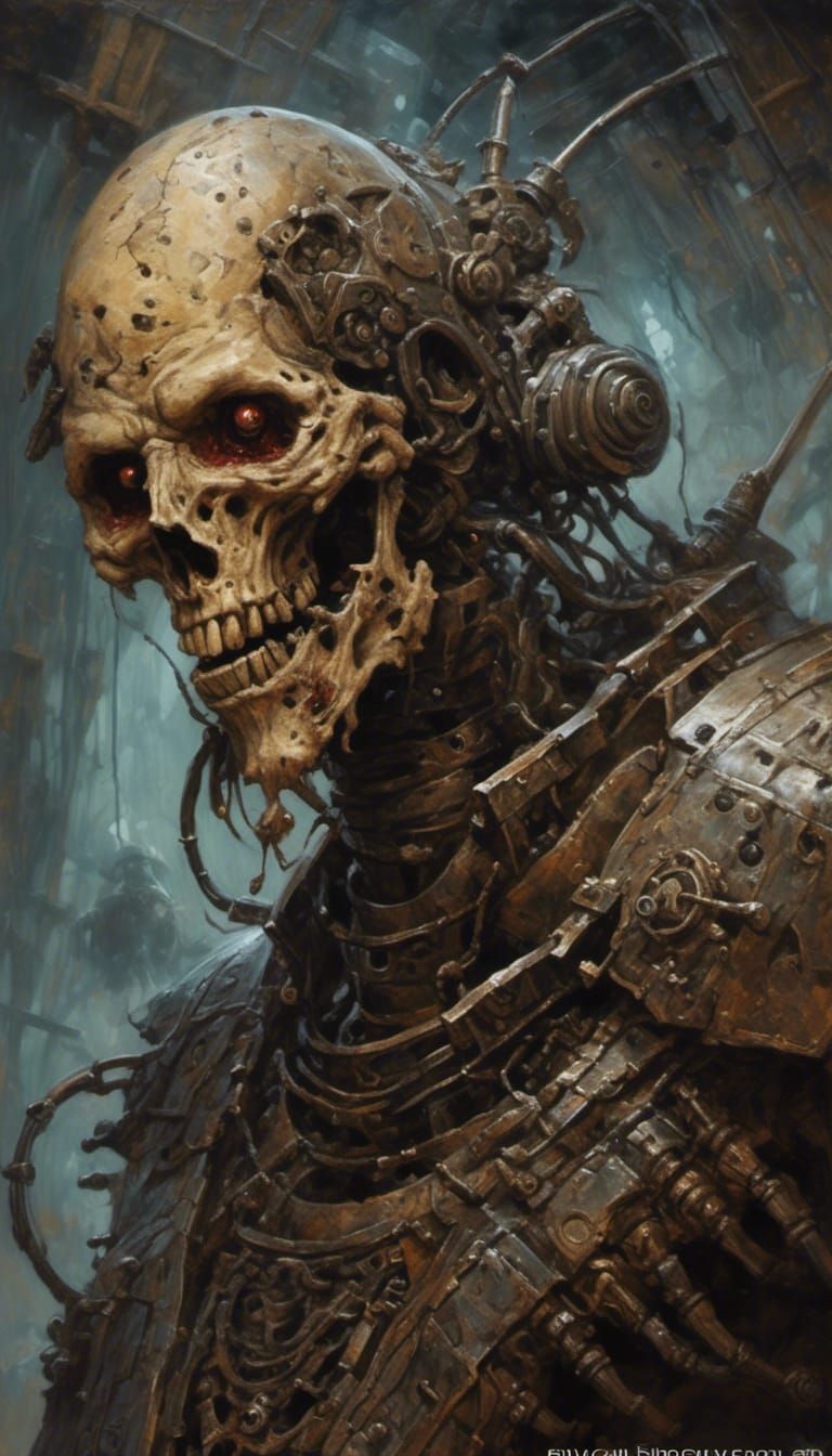 Warhammer 40k: Biomechanical Emperor in Oil Painting