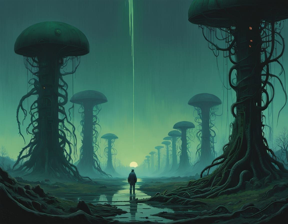 Twisted Roots in a Haunting, Lovecraftian Landscape