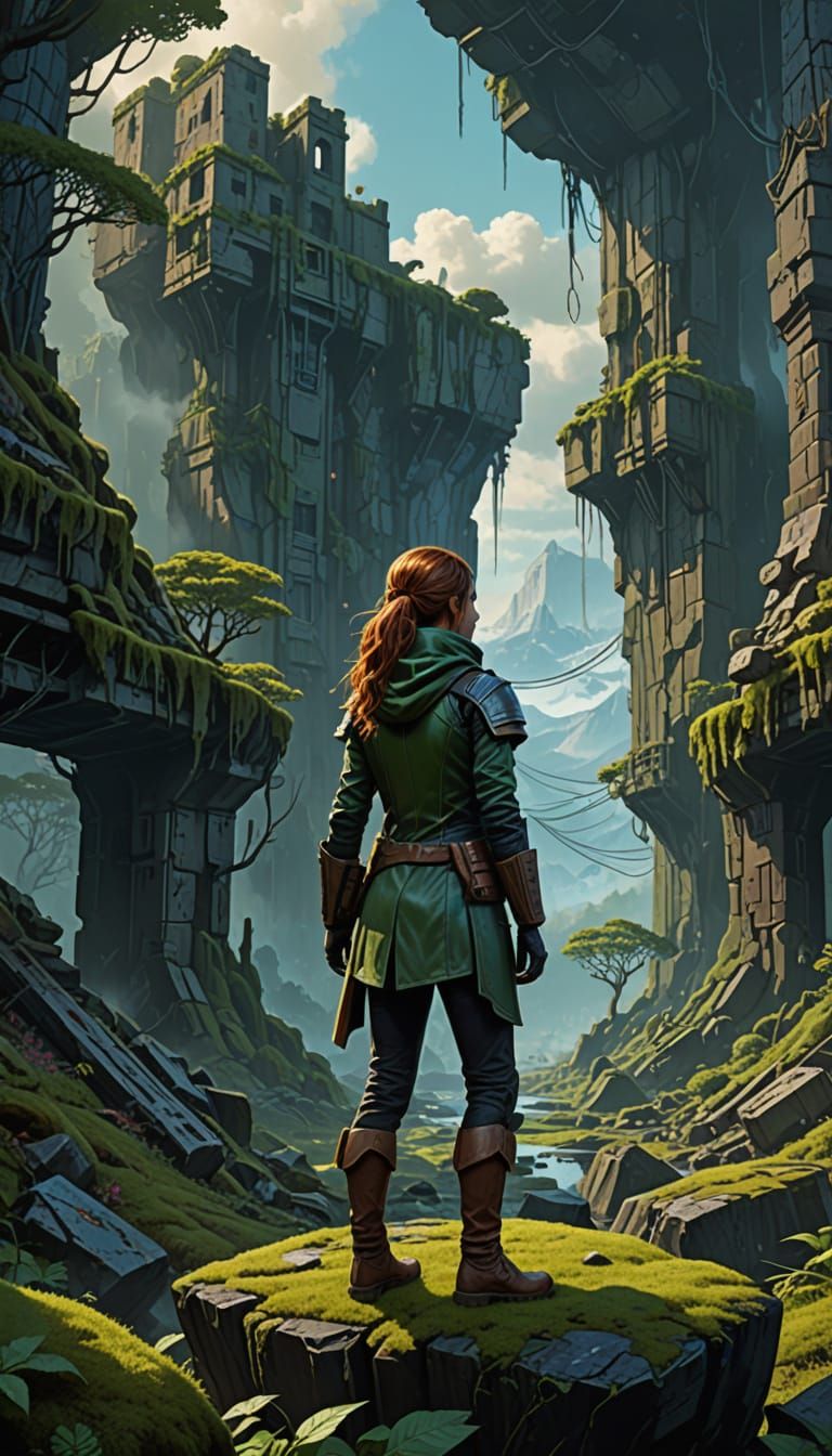 Fantastical Arena Warrior in Ancient Landscape