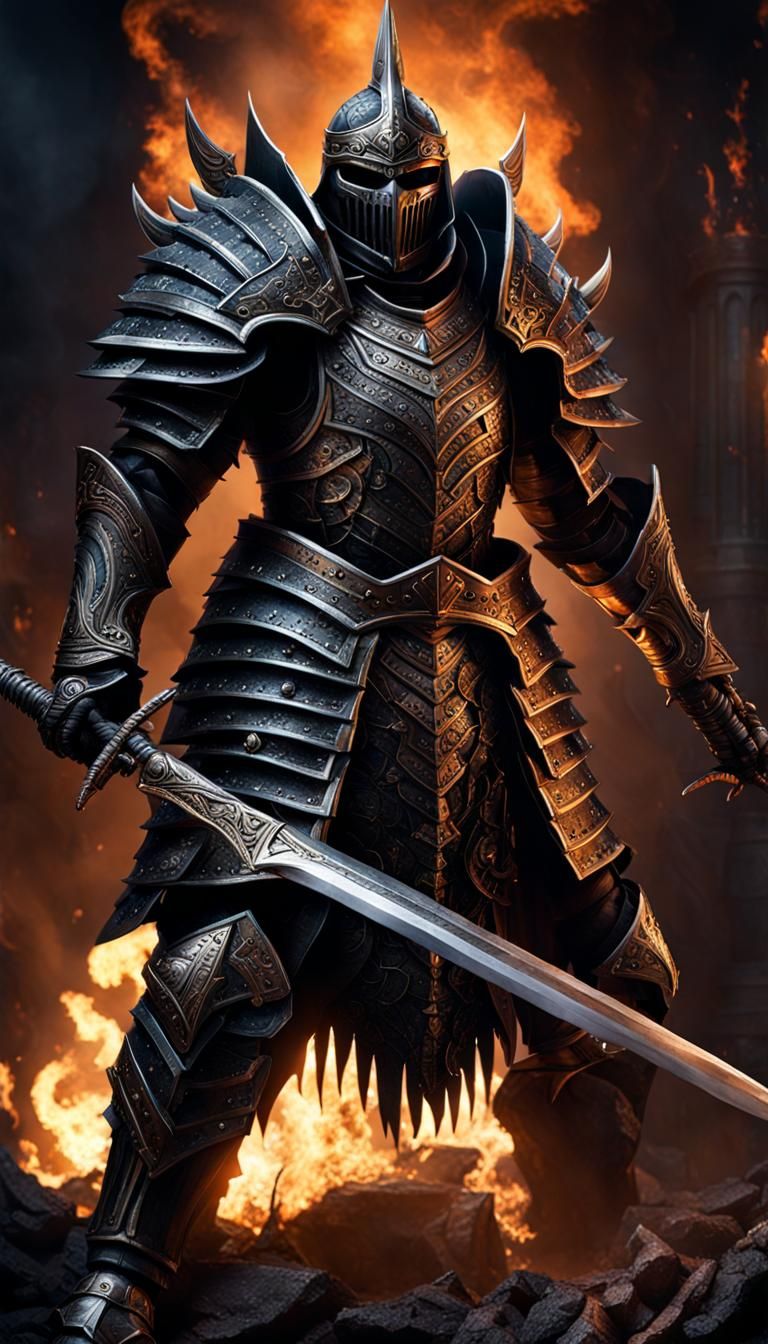 Gritty Evil Overlord in Dark Armor