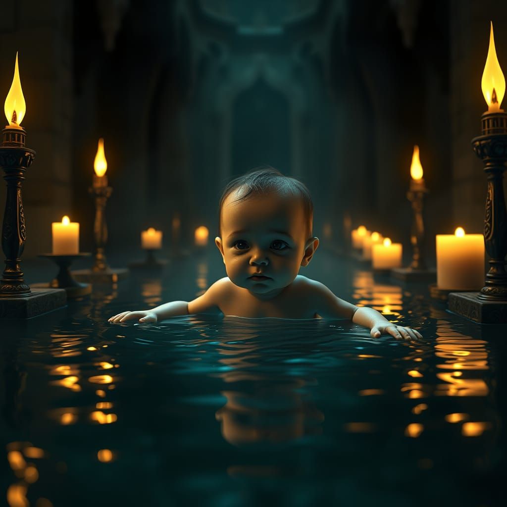 Ethereal Baby Drowns in Creepy, Glimmering Pool