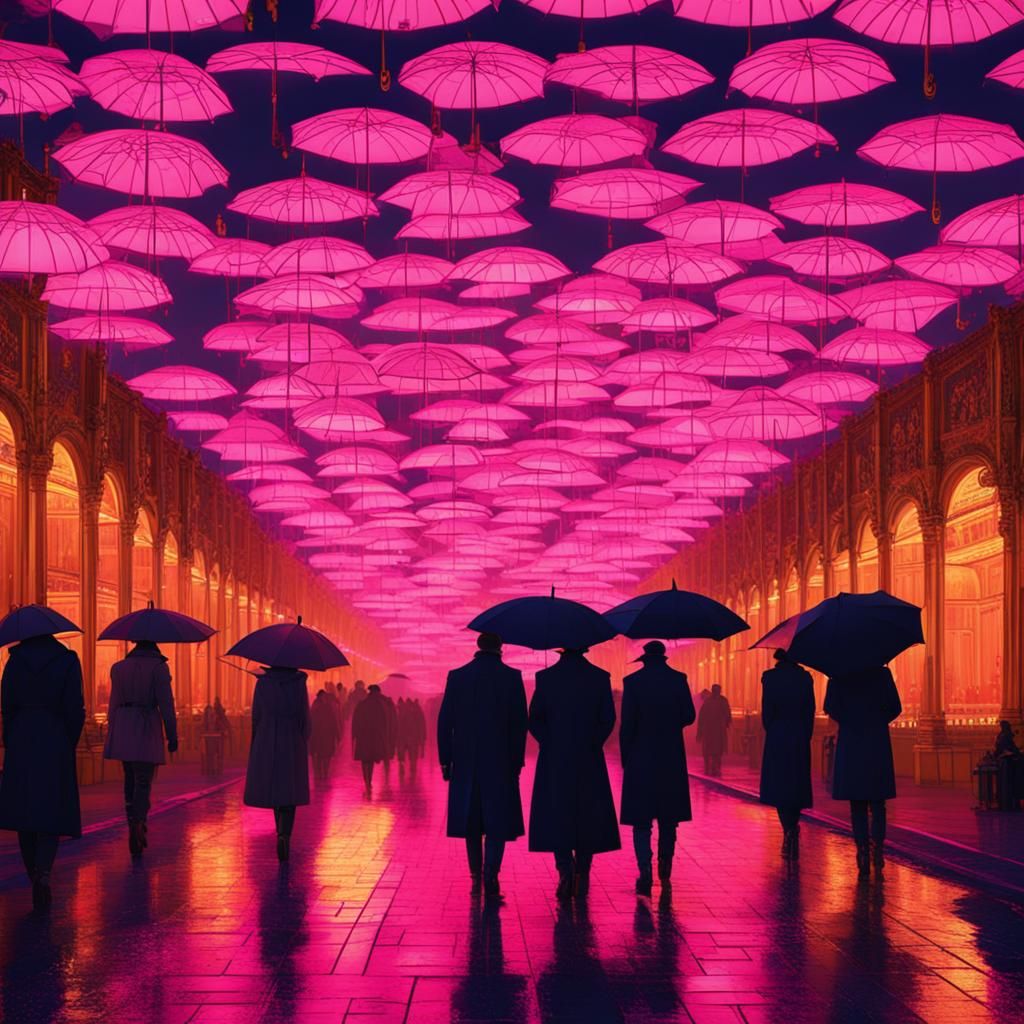 Umbrellas at Versailles in Cyberpunk 2099 Style